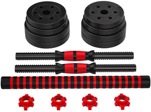 Fashion Adjustable 44LB Dumbbell Weight Set Barbell Lifting 4 Spinlock Collars & 2 Connector Options for Gym Home Bodybuilding Training