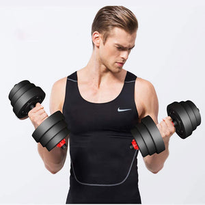 Fashion Adjustable 44LB Dumbbell Weight Set Barbell Lifting 4 Spinlock Collars & 2 Connector Options for Gym Home Bodybuilding Training